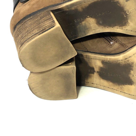 Franco Sarto Linden 2 Womens 11 Ankle Boot Brown Leather Bootie Strap Buckle - Picture 12 of 13